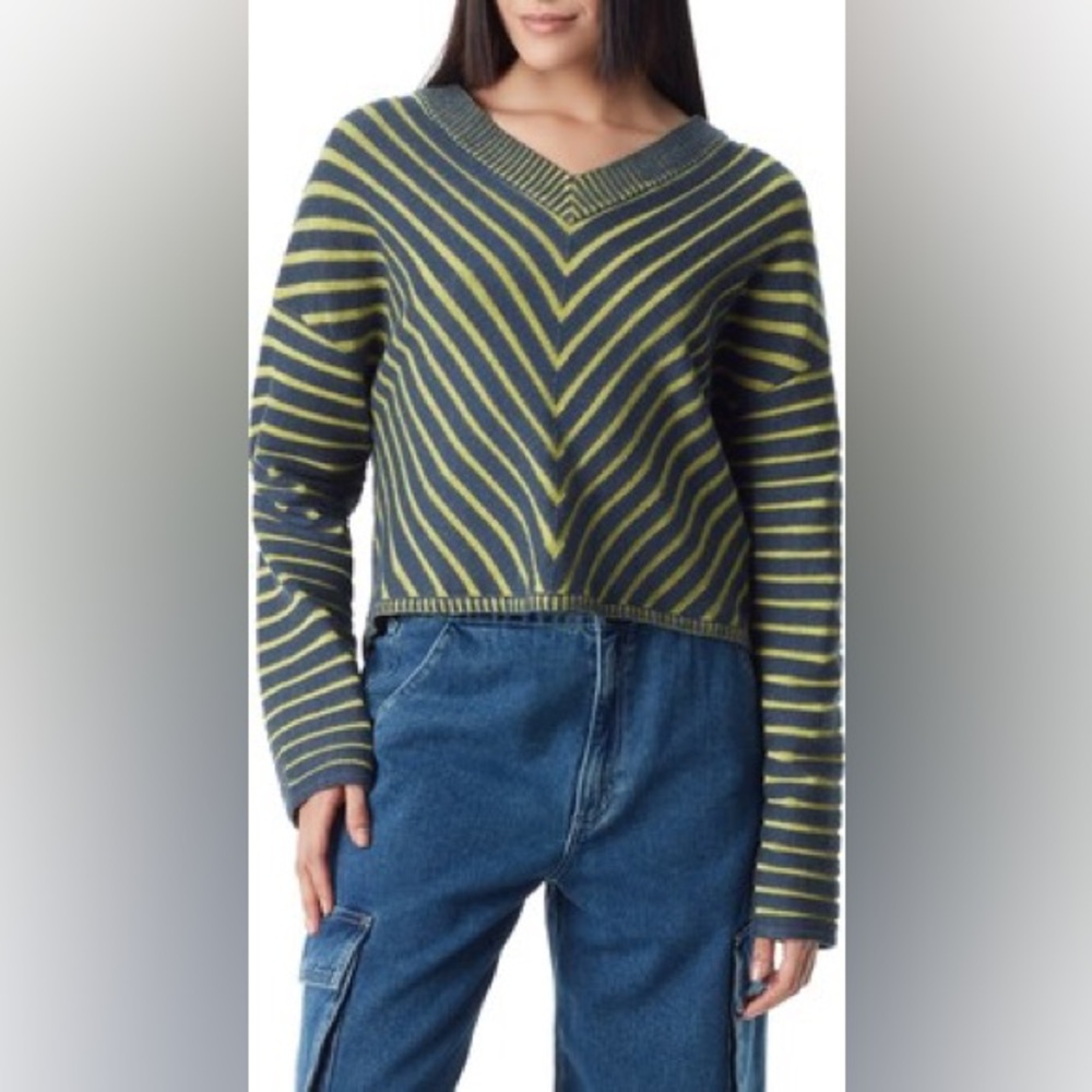 Circus NY by Sam Edelman Stripe V-Neck Crop Sweater